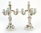 Pair Meissen four-light candel