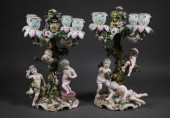 (PAIR) MEISSEN FOUR LIGHT FIGU