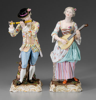 Pair Meissen porcelain figurin