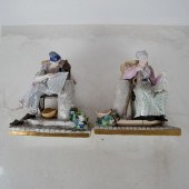 PAIR MEISSEN PORCELAIN SCULPTU