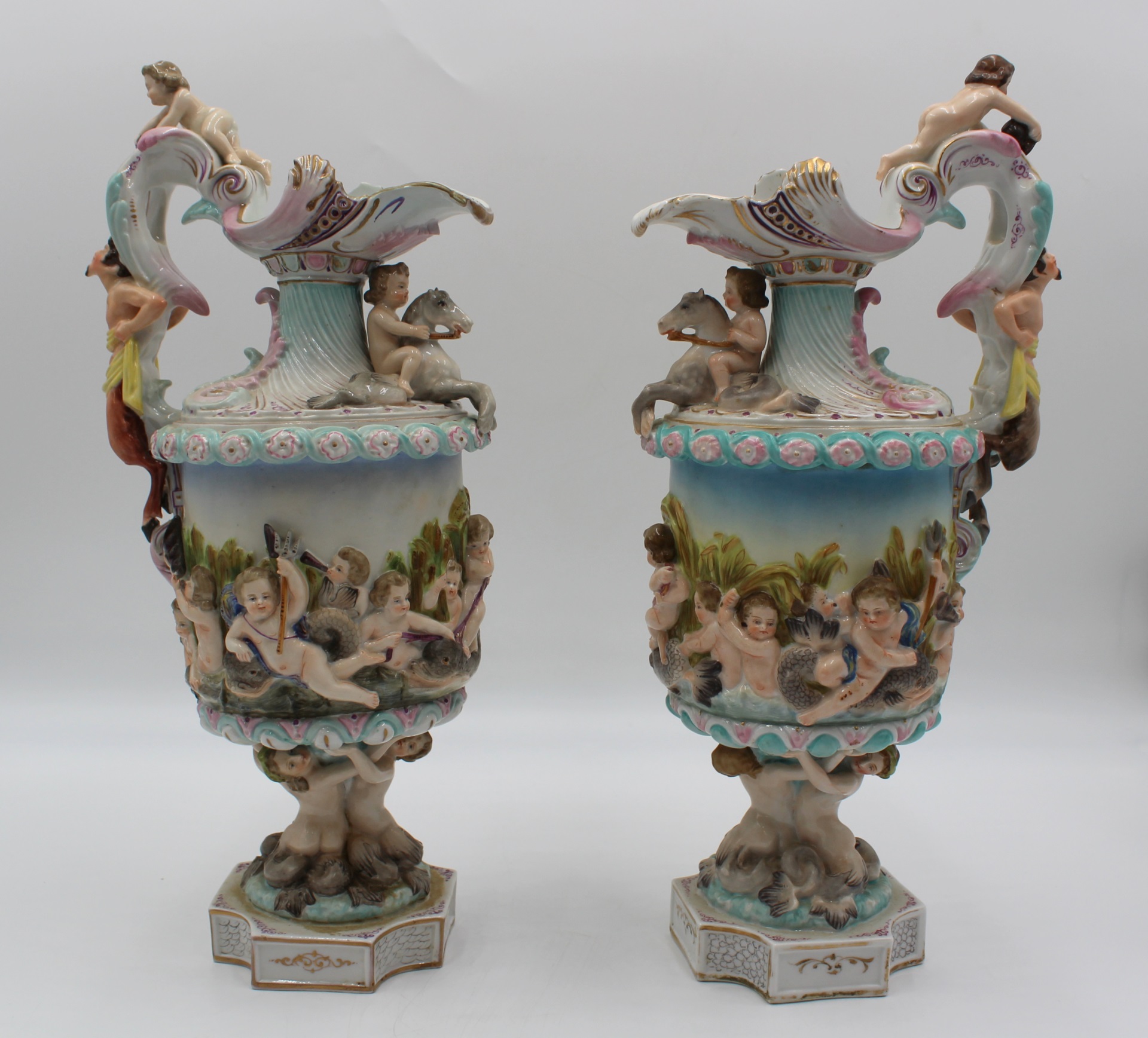PAIR MEISSEN SIGNED PORCELAIN