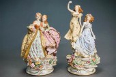 PAIR MEISSEN TYPE CERAMIC GROU