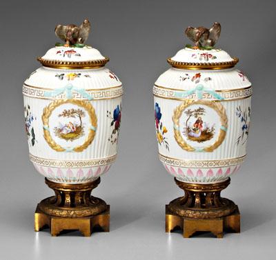 Pair Meissen urns:
