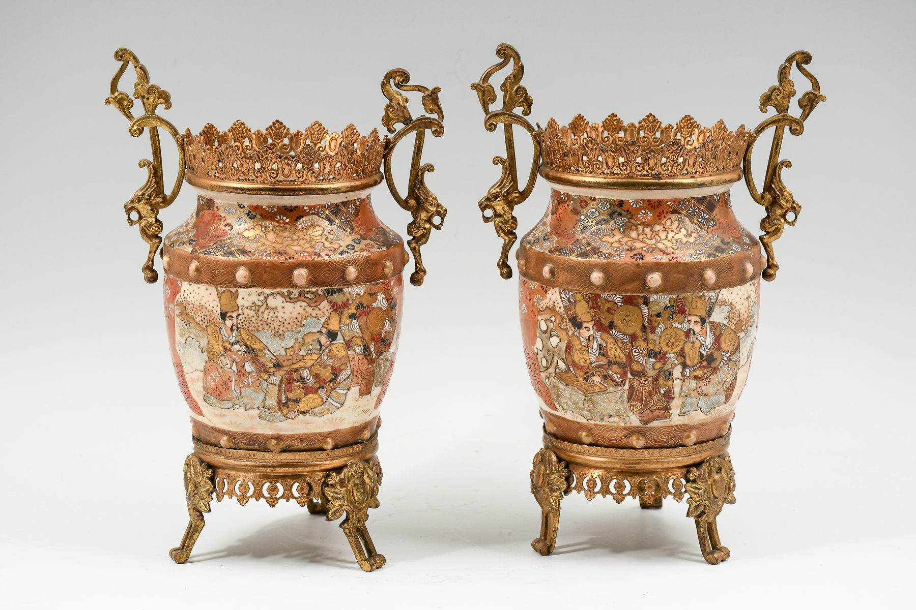 PAIR METAL MOUNTED JAPANESE MEIJI