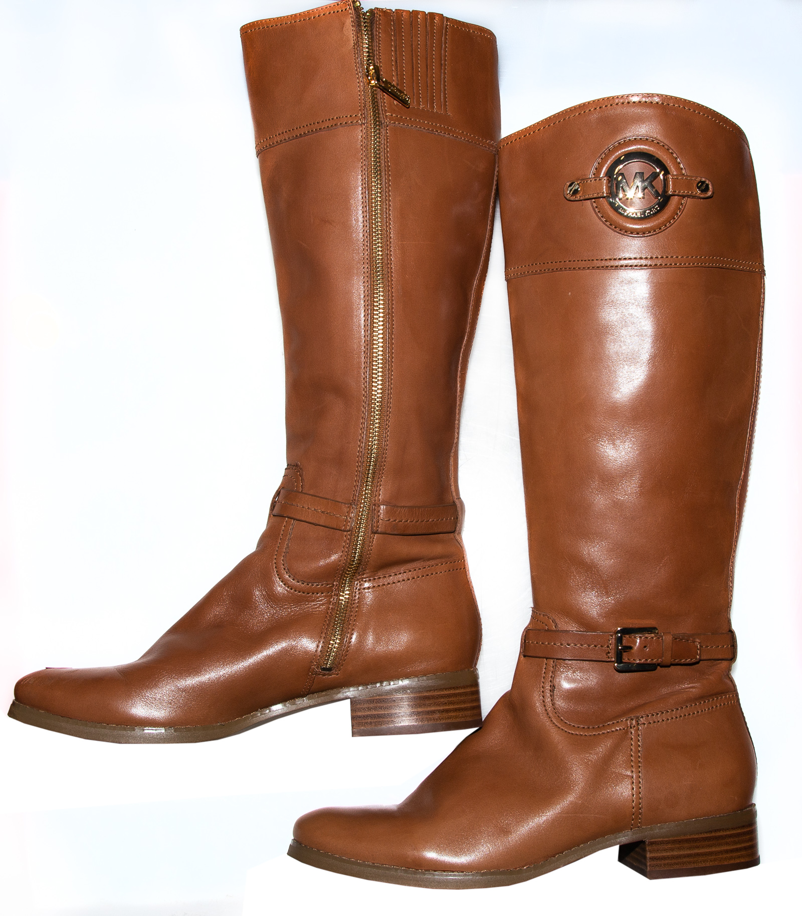 PAIR MICHAEL KORS BROWN LEATHER