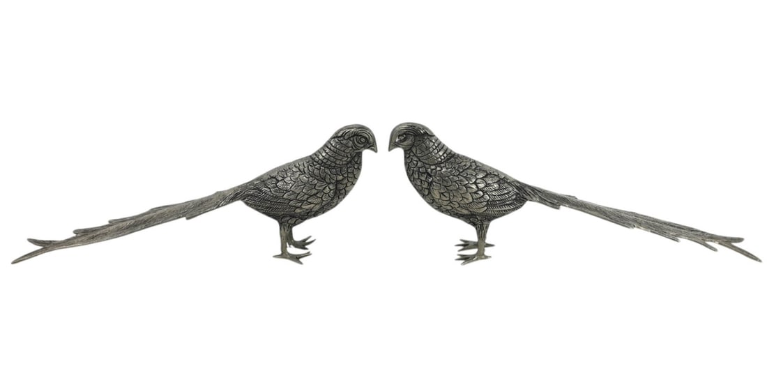 PAIR MID C SILVER FINISH METAL