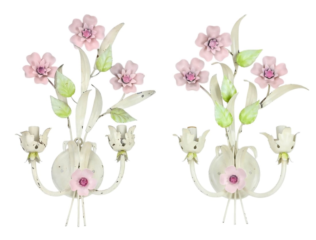 PAIR MID C TOLE & WROUGHT IRON