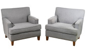 PAIR MID CENTURY BLUE UPHOLSTE