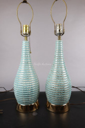 PAIR MID-CENTURY CERAMIC TABLE