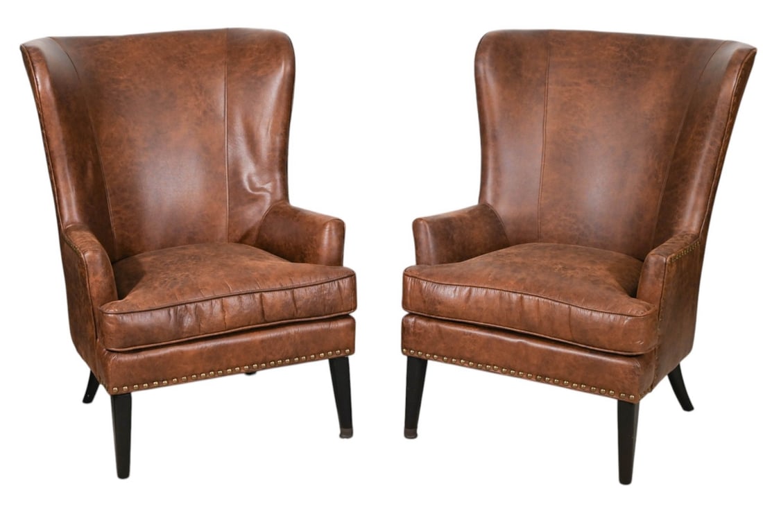 PAIR MID CENTURY FAUX LEATHER