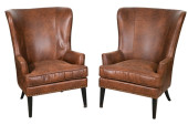 PAIR MID CENTURY FAUX LEATHER