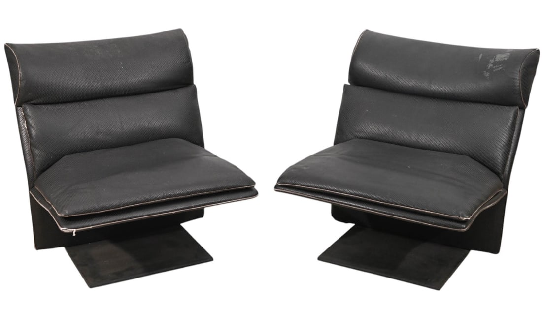 PAIR MID CENTURY ITALIAN LEATHER
