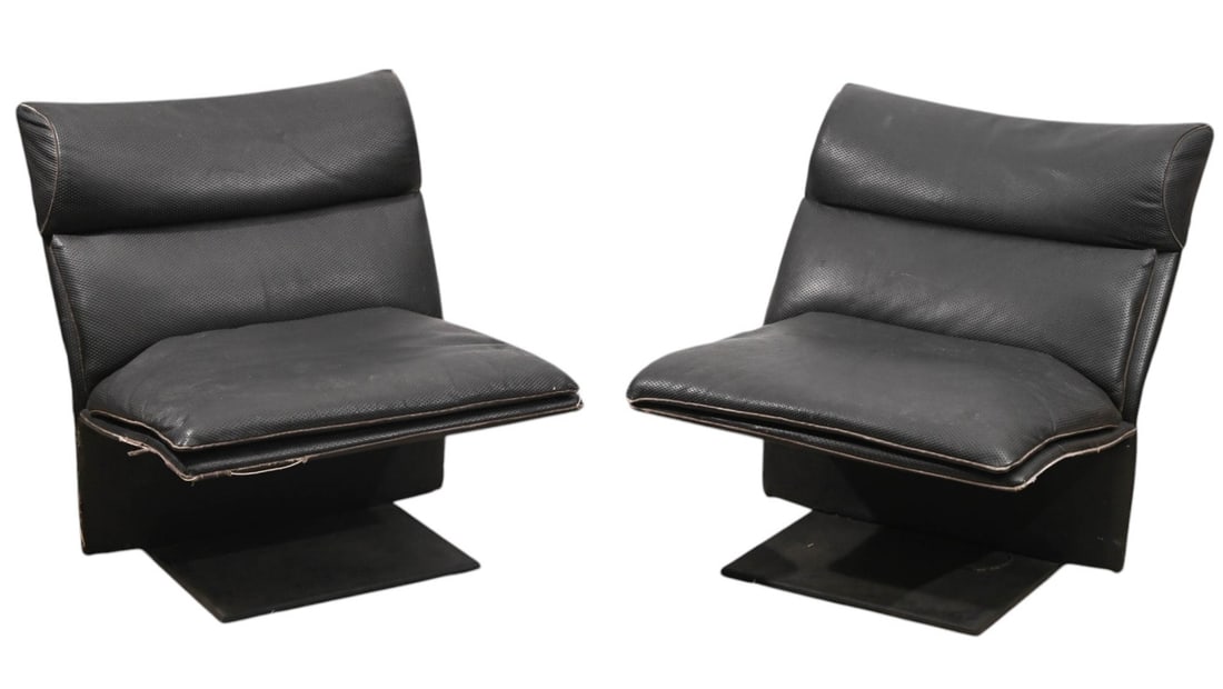 PAIR MID CENTURY ITALIAN LEATHER