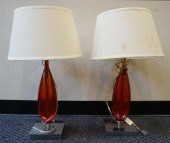 PAIR MID-CENTURY MODERN ORANGE