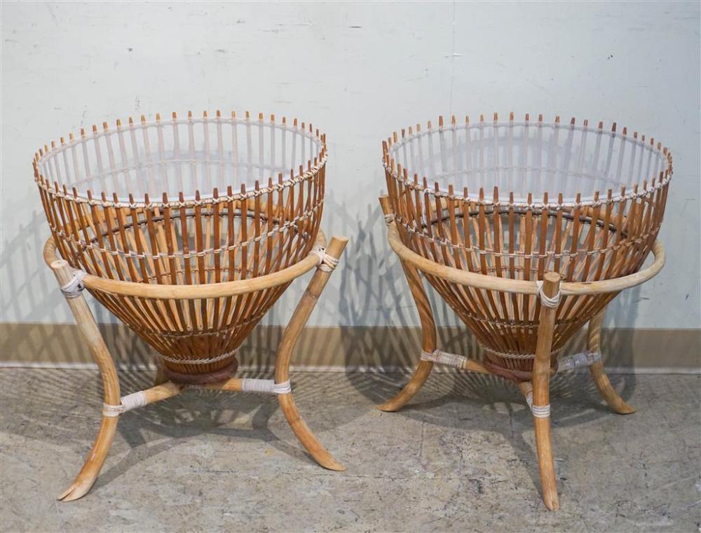 PAIR MID-CENTURY MODERN RATTAN