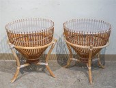 PAIR MID-CENTURY MODERN RATTAN