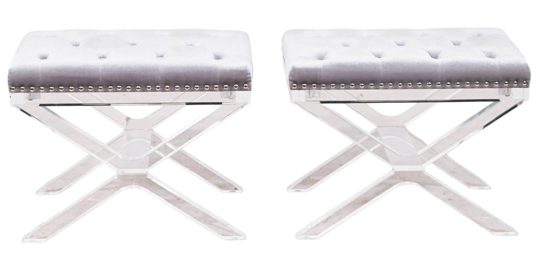 PAIR MID CENTURY TUFTED UPHOLSTERED