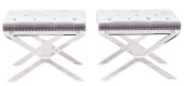 PAIR MID CENTURY TUFTED UPHOLS