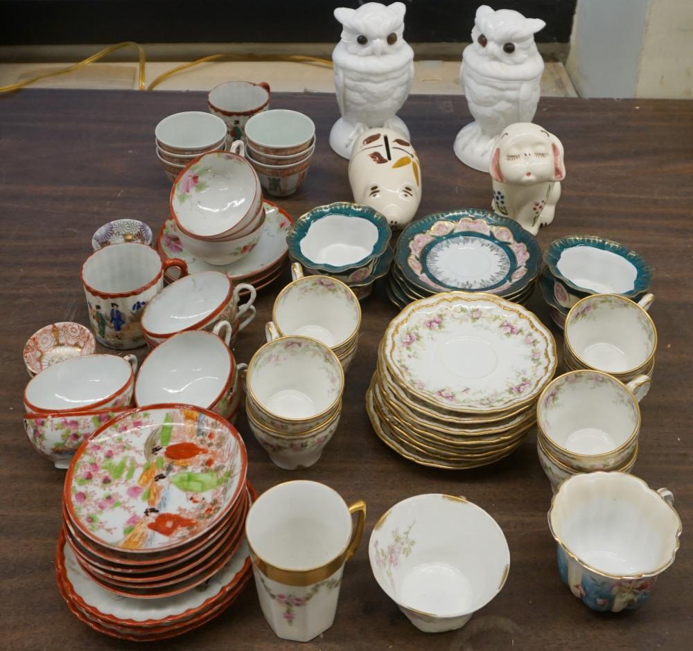 PAIR MILK GLASS OWLS, JAPANESE