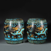 PAIR MING FAHUA COLOR DRUM STO