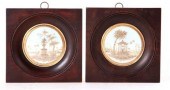 Pair miniature hairwork memori