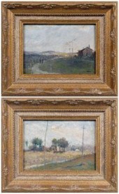 Pair miniature paintings, impr