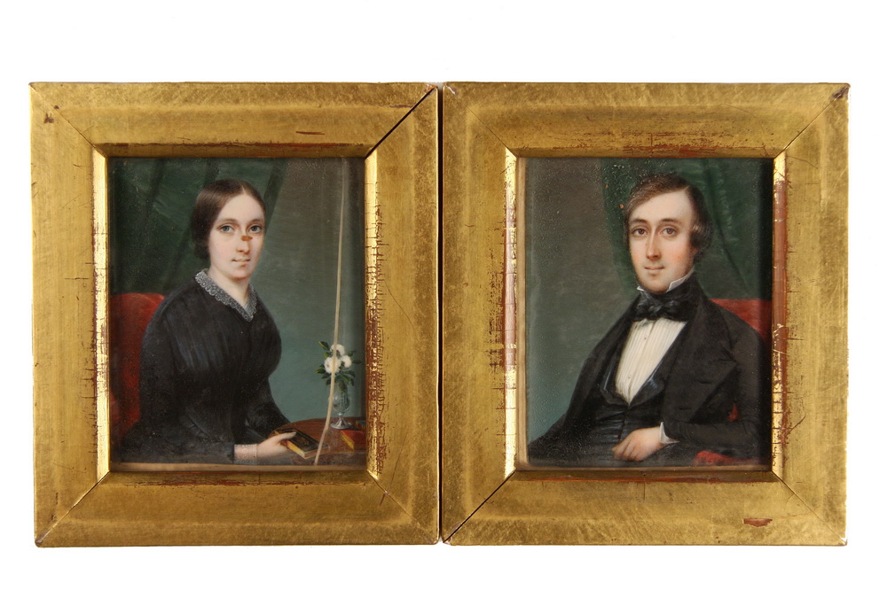 PAIR MINIATURE PORTRAITS - American