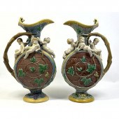 Pair MINTON Majolica Harvest e