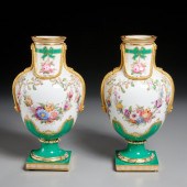 PAIR MINTON "ROPE FESTOON" VAS
