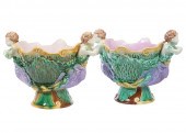 PAIR MINTON-STYLE MAJOLICA FIG