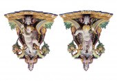 PAIR MINTON-STYLE MAJOLICA FIG