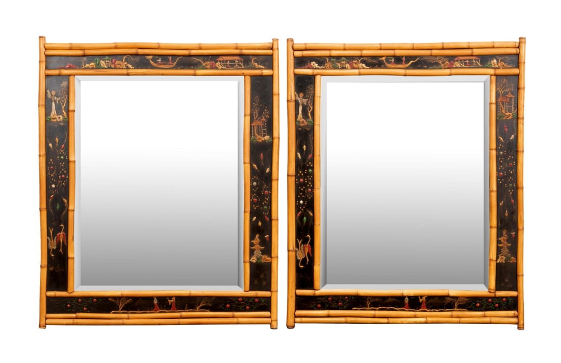 PAIR MIRROR FAIR BAMBOO FRAMED