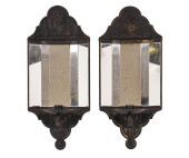 PAIR MIRRORED WALL SCONCES<br>