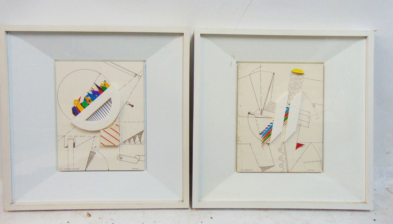 PAIR MIXED MEDIA SCULPTURES BY