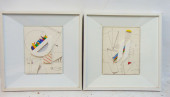 PAIR MIXED MEDIA SCULPTURES BY