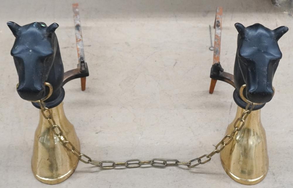 PAIR MIXED METAL HORSE HEAD