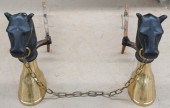 PAIR MIXED METAL HORSE HEAD AN