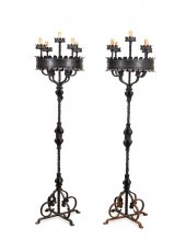PAIR MIZNER STYLE WROUGHT IRON