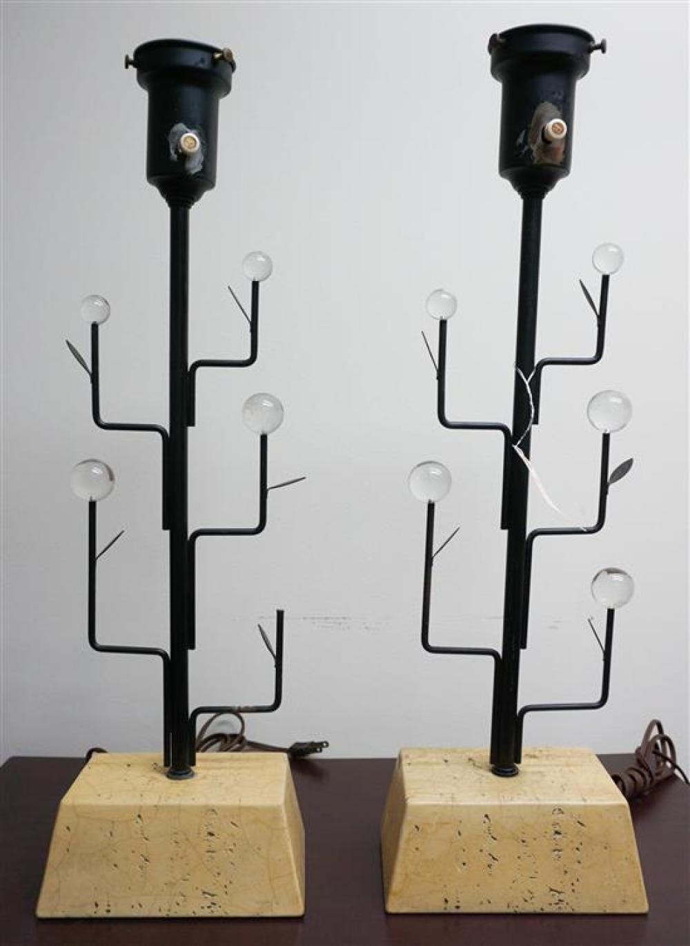PAIR MODERN BLACK PAINTED WROUGHT