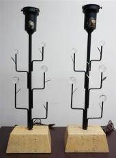 PAIR MODERN BLACK PAINTED WROU