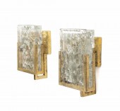 PAIR MODERN BRASS & CHISELED M