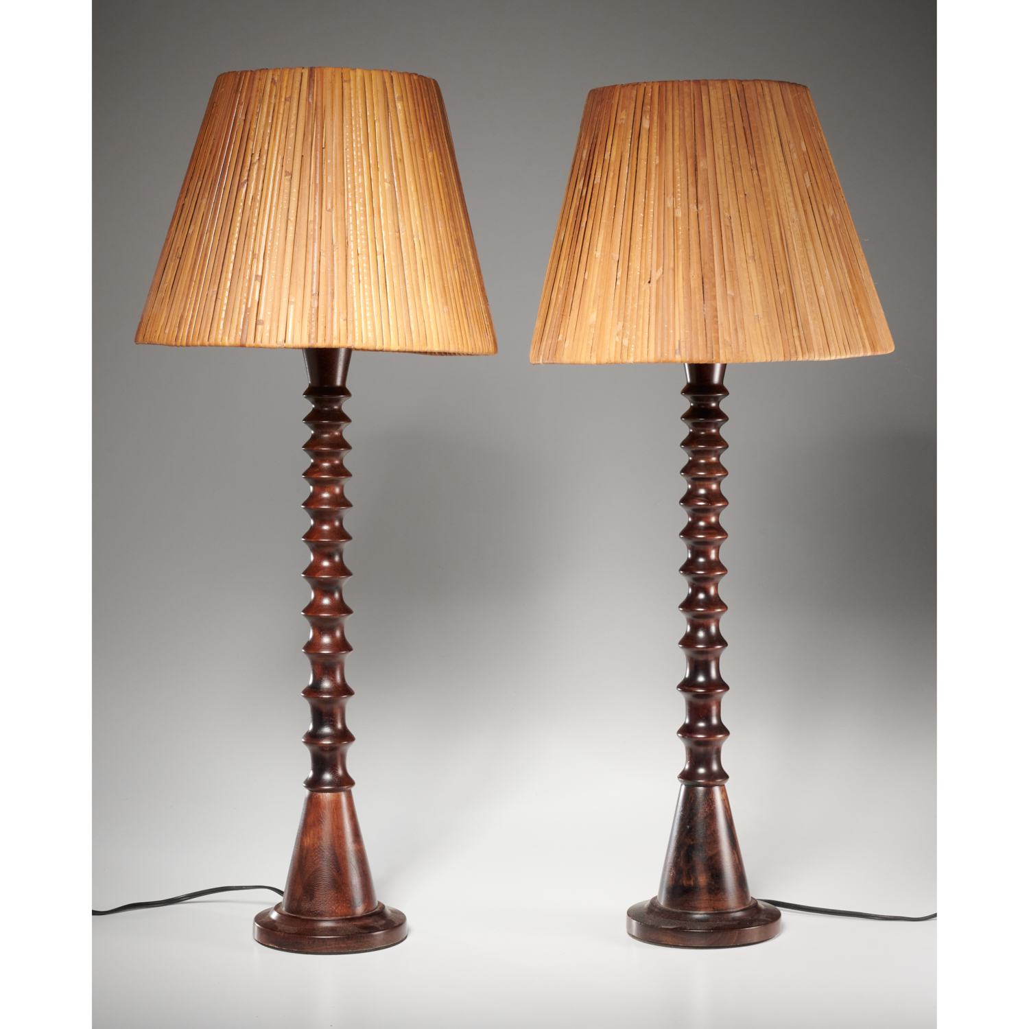 PAIR MODERN DESIGNER TURNED-WOOD