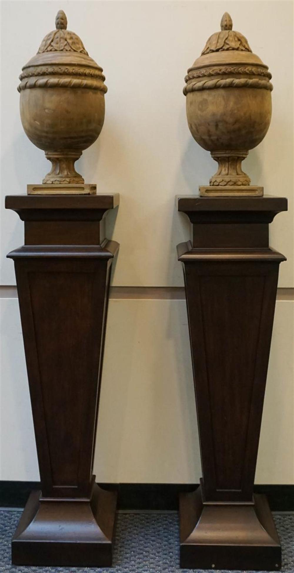 PAIR MODERN FAUX GRANITE URNS ON
