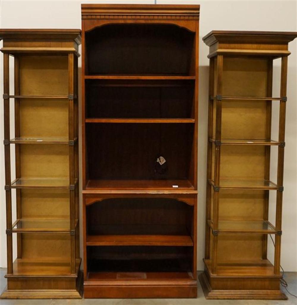 PAIR MODERN FRUITWOOD GLASS INSET