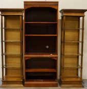 PAIR MODERN FRUITWOOD GLASS IN