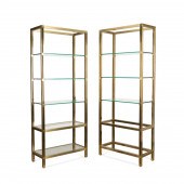 PAIR MODERN LIGHTED BRASS AND