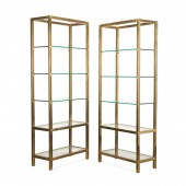 PAIR MODERN LIGHTED BRASS AND