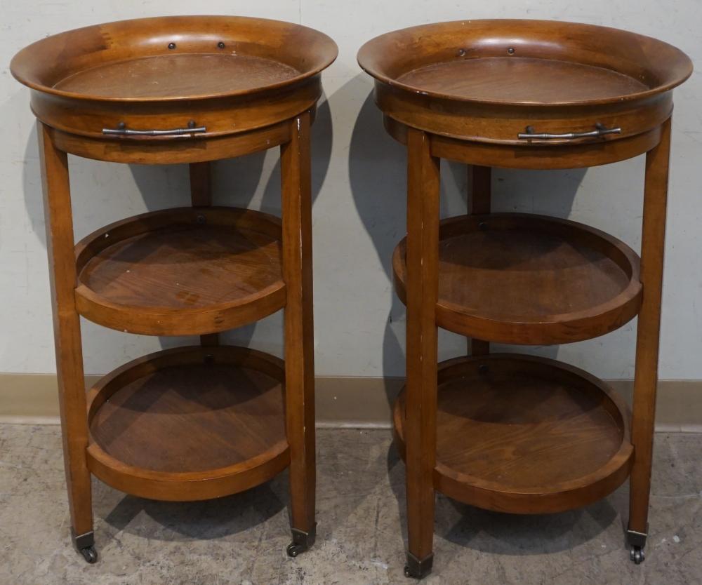PAIR MODERN PINE ROUND THREE-TIER
