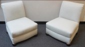 PAIR MODERN WHITE TWEED UPHOLS
