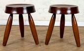 PAIR MODERN WOOD STOOLS WITH C